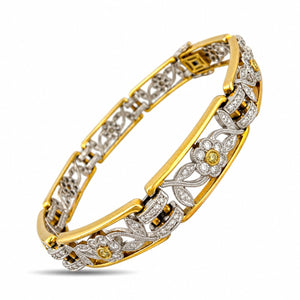 Simon G. 18K Yellow & White Gold 1.46ct Diamond Floral Bracelet