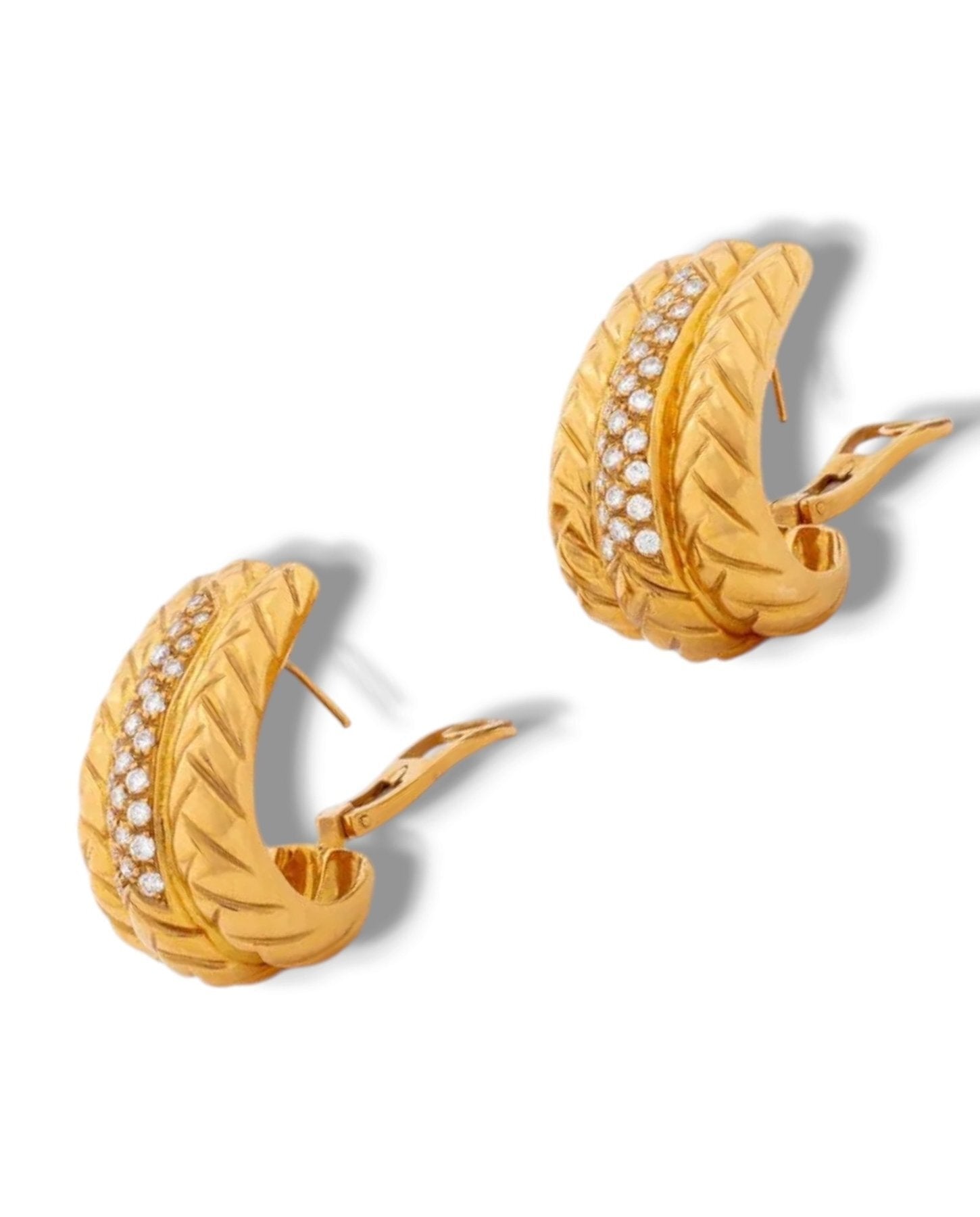 18K Yellow Gold and 1.08ct Diamond Large Huggie Earrings