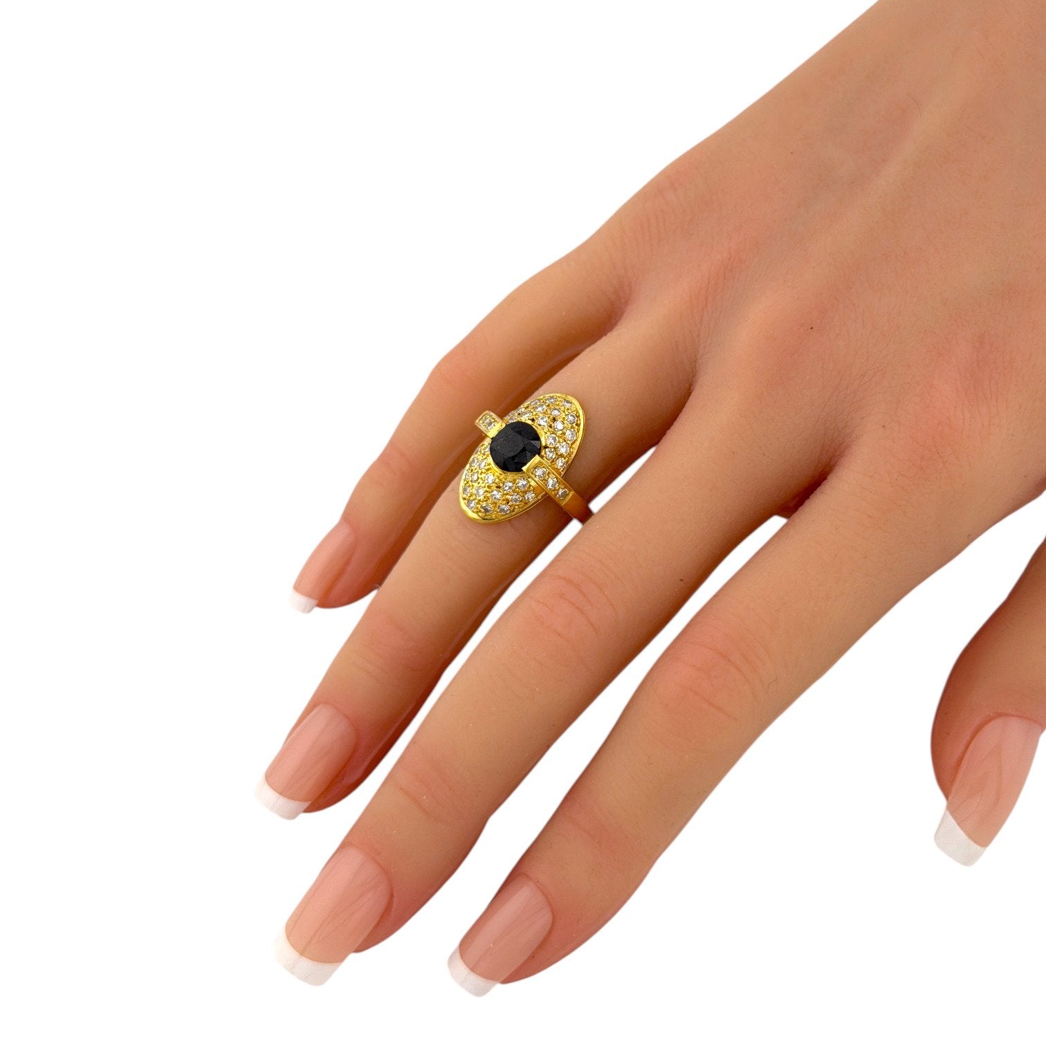 18K Yellow Gold 1.25ct Green Tourmaline and 0.6ct Diamond Ring