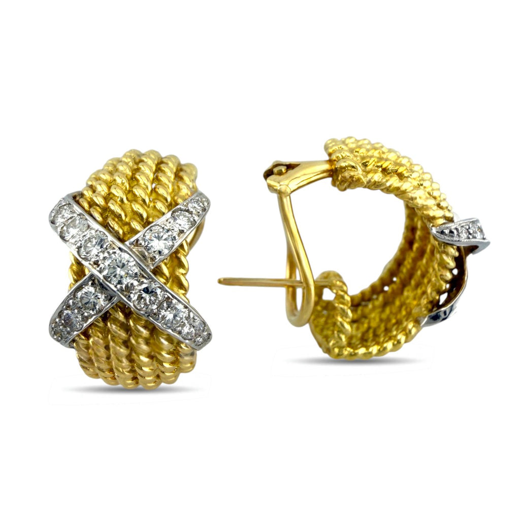 18K Yellow Gold and Platinum 1.53ct Diamond Earring and Ring Set