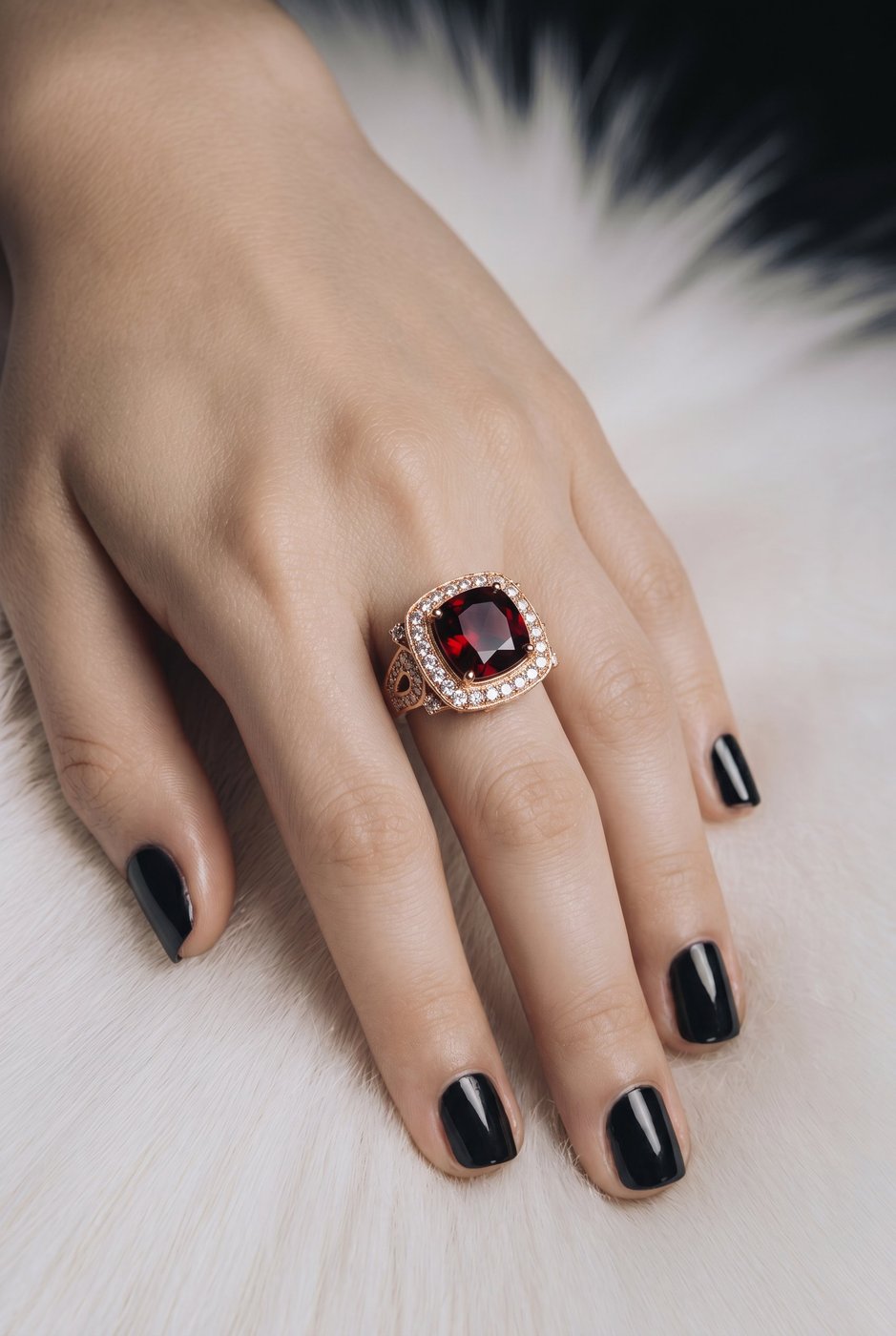 LE VIAN 14K Rose Gold 1.01ct Diamond and 6.0ct Garnet Ring
