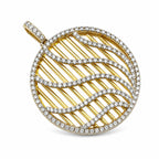 14K White and Yellow Gold Diamond Circle Pendant