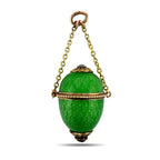 Faberge Imperial Russian 56 Gold  Enamel and Ruby Egg Pendant