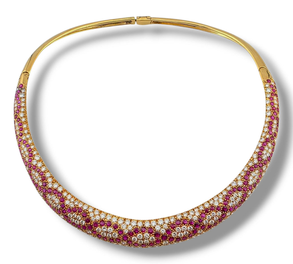 18K Gold 8.3ct Ruby and 13.5ct Diamond Necklace