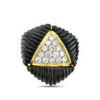 18K Yellow Gold and 2ct Diamond Black Onyx Earrings