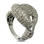14K White Gold Sculptural 4.23ct Diamond Cocktail Ring