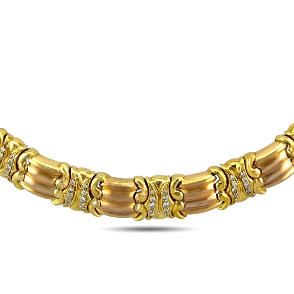14K Yellow and Rose Gold 1ct Diamond Choker Necklace