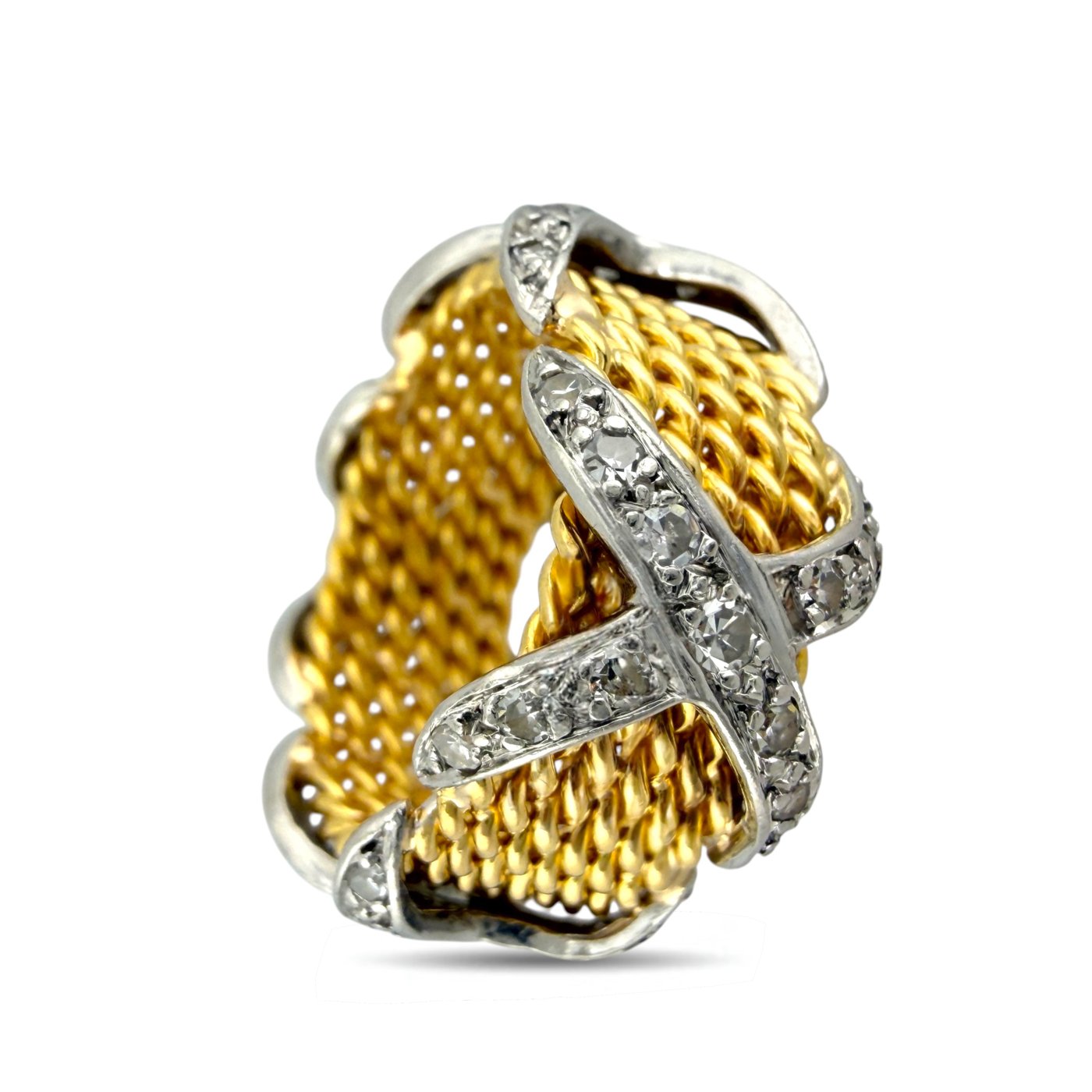 18K Yellow Gold and Platinum 1.68ct Diamond Ring