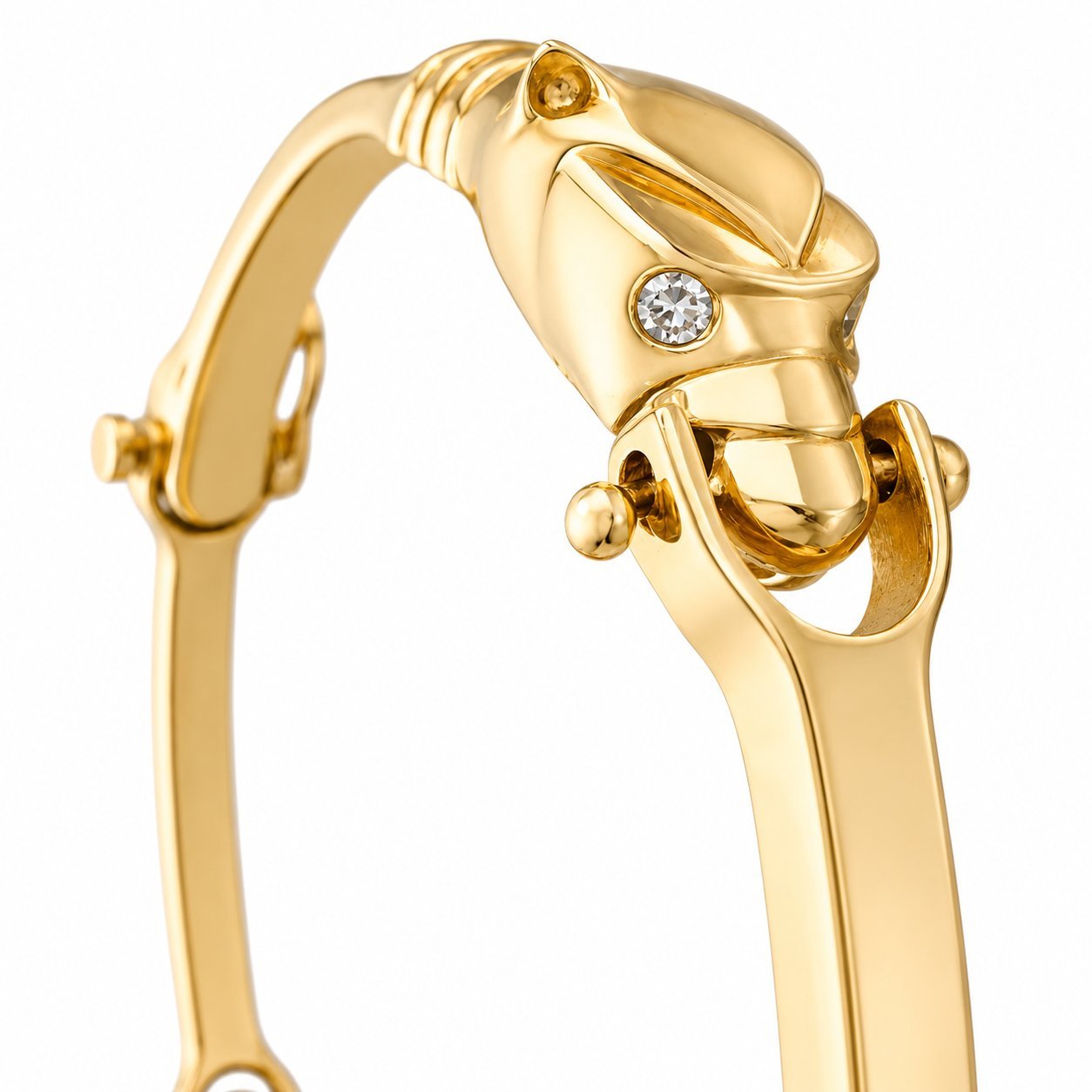 14K Yellow Gold 0.12ct Diamond Cheetah Head Link Bracelet