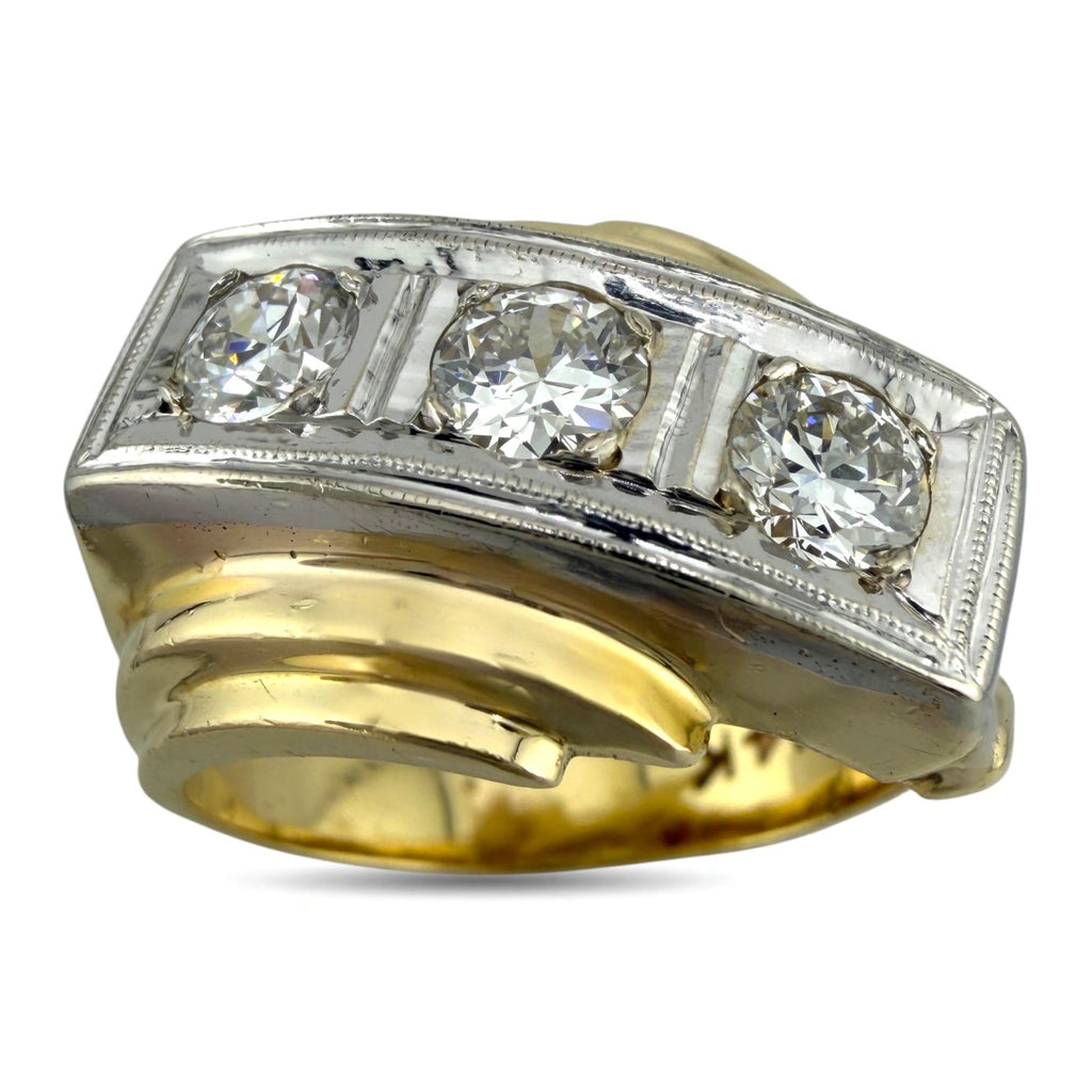 14K Yellow Gold Three Stone 0.75ct Diamond Ring