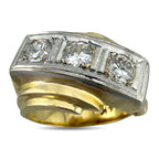14K Yellow Gold Three Stone 0.75ct Diamond Ring
