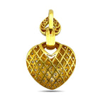 Yellow gold heart pendant back with lattice texture and loop bail