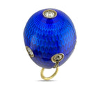 Imperial Russian 14K Yellow Gold and Blue Enamel 0.9ct Diamond Egg Pendant