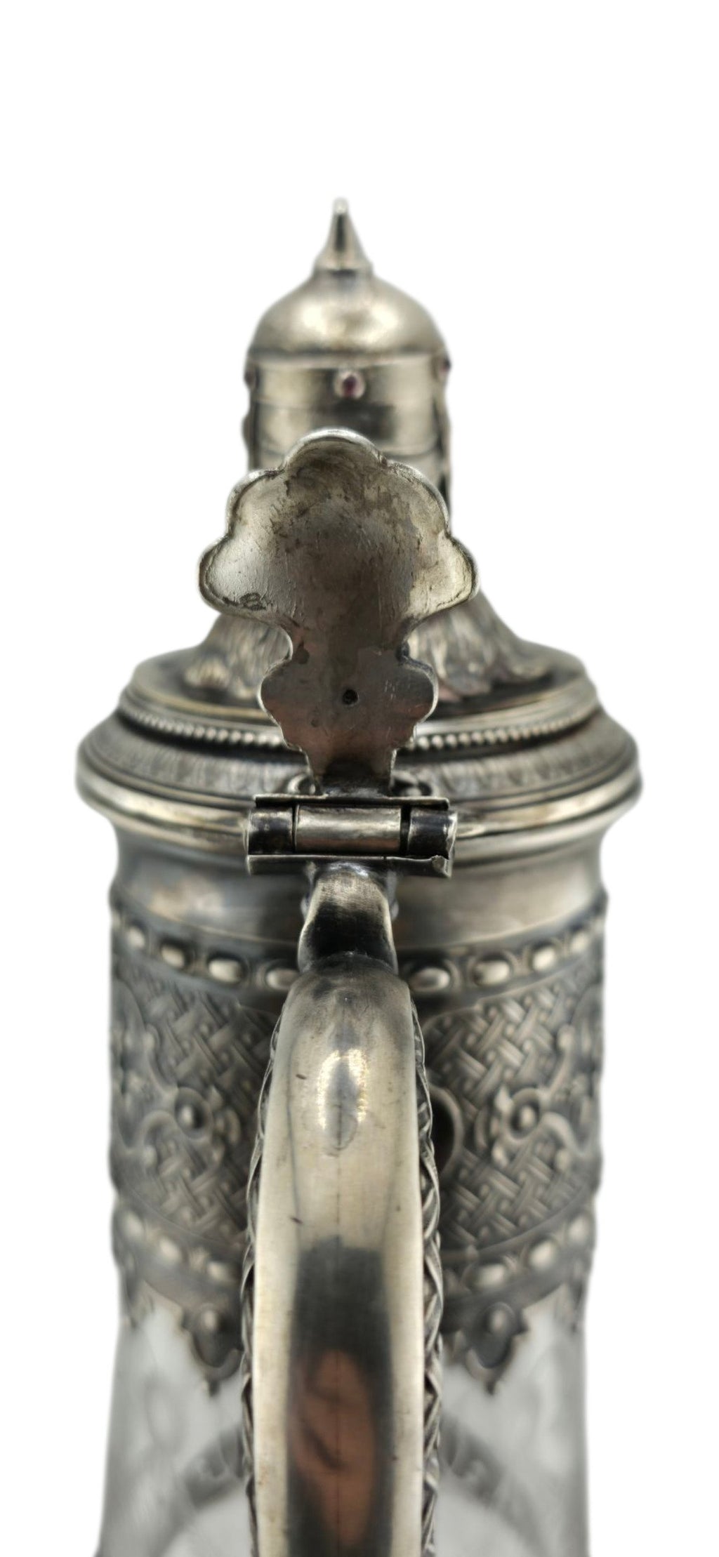 Antique Imperial Faberge Silver Cut Glass Decanter Carafe Circa 1900s