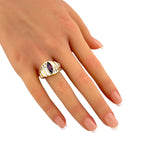 Kabana 14K Yellow Gold 0.32ct Diamond, Tourmaline and Mother of Pearl Ring