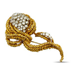 Flower Brooch 18K Yellow Gold 6.50ct Diamond