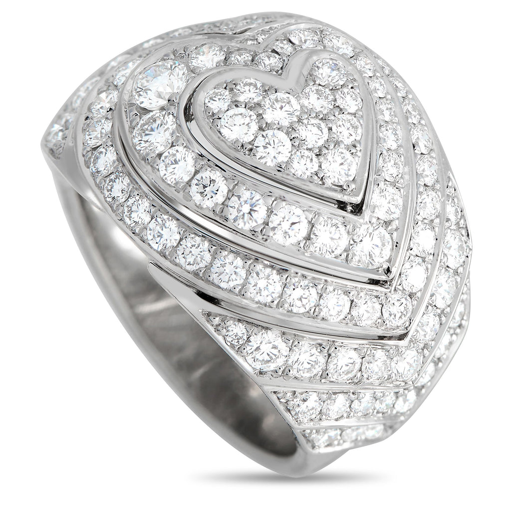 Cartier18K White Gold 2.0ct Diamond Heart Domed Cocktail Ring – No doubt, this cocktail ring will be a precious addition to a
