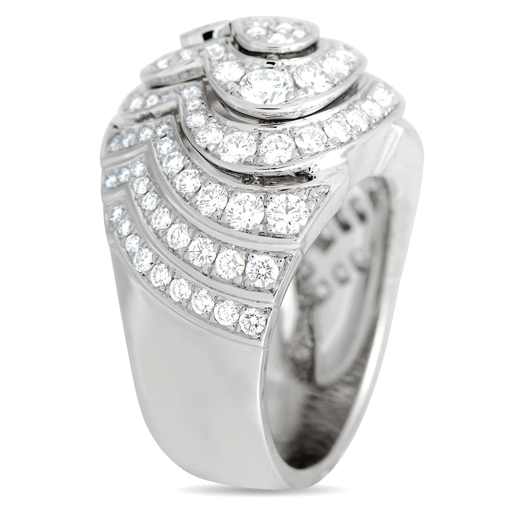 Cartier18K White Gold 2.0ct Diamond Heart Domed Cocktail Ring