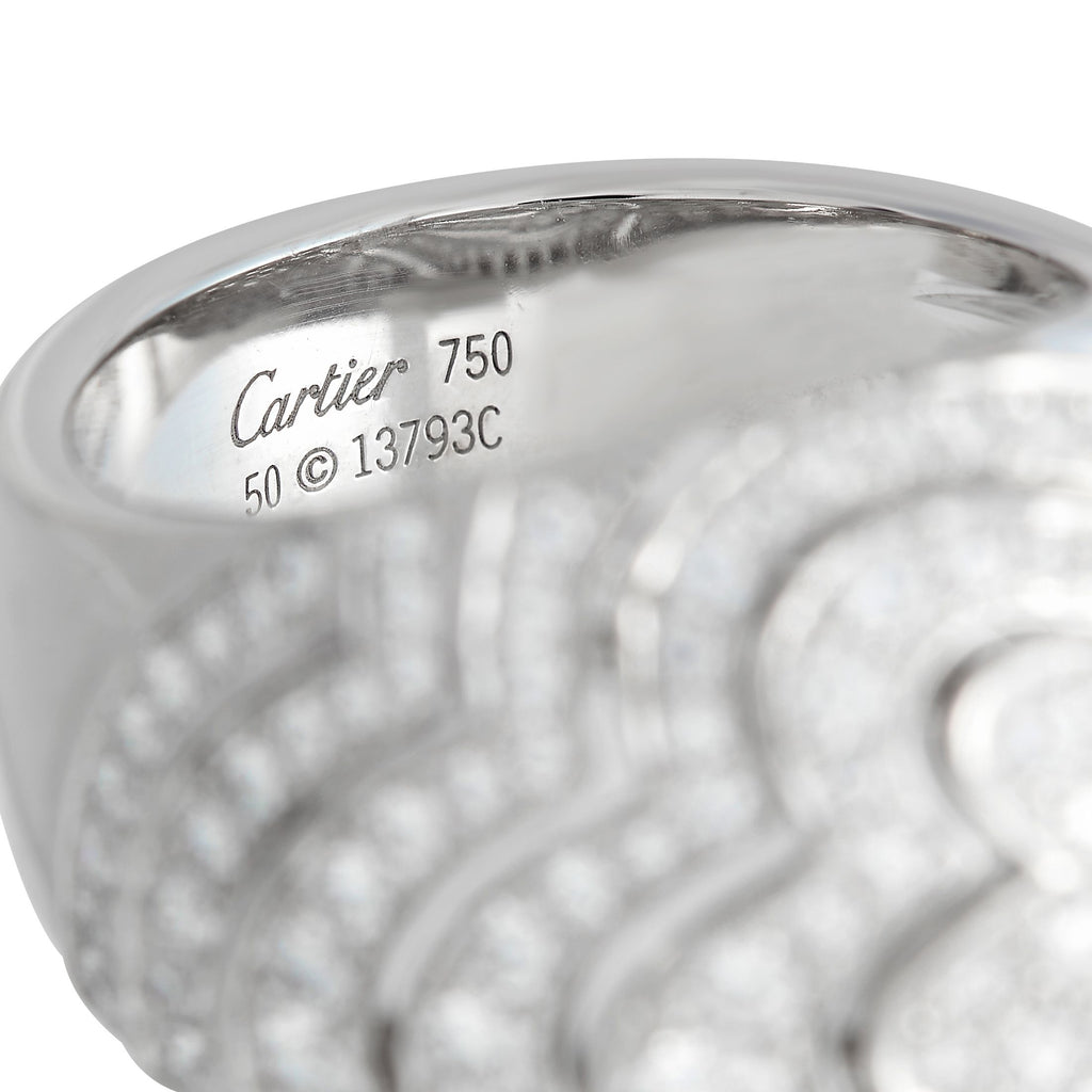 Cartier18K White Gold 2.0ct Diamond Heart Domed Cocktail Ring