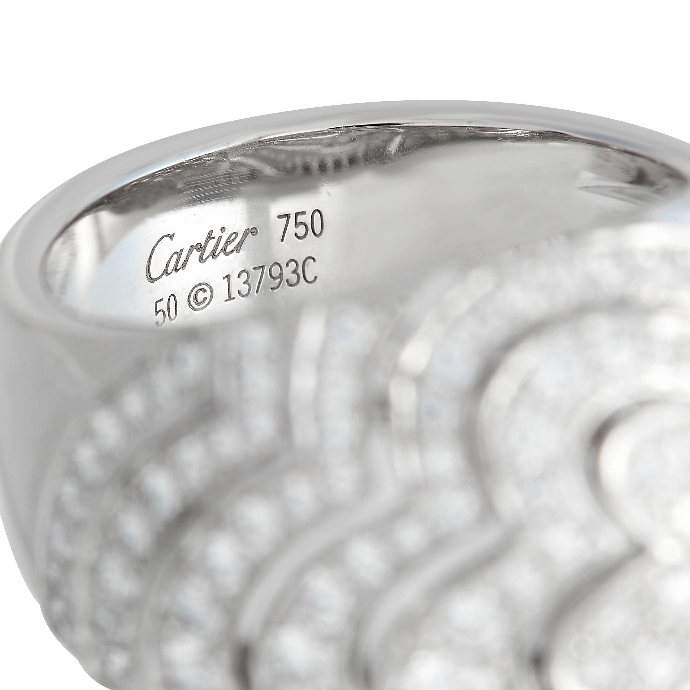 Cartier18K White Gold 2.0ct Diamond Heart Domed Cocktail Ring