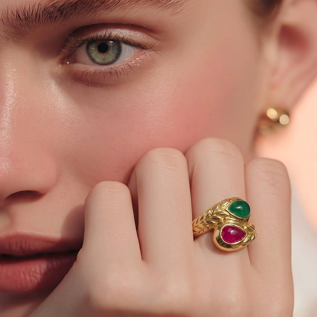 Valentin Magro 18K Gold Ring with 4.5ct Ruby and 4.0ct Emerald