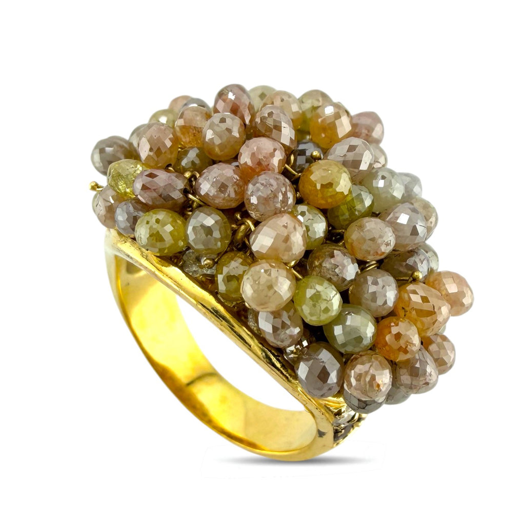18K Yellow Gold 1.01ct Diamond and Multi Gem Cocktail Ring