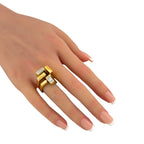 18K Yellow Gold 0.5ct Diamond Pillar Cocktail Ring