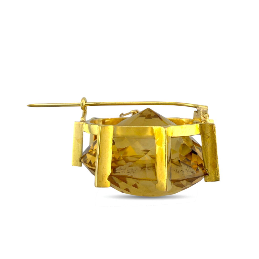 22K Yellow Gold Scottish Large Citrine Dynamic Polo Brooch Citrine
