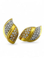 18K Yellow Gold Italian 0.96ct Diamond Earrings
