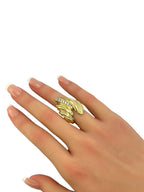 Large 18K Yellow Gold Ring with Diamonds