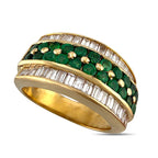 14K Yellow Gold Diamond and Emerald Band Ring