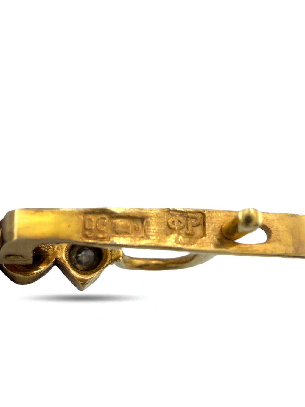 14 kt. Yellow gold, Antique  Russian 56k Gold & Diamond Enamel  Earrings 2.10 Carats Circa 1900s -  2.15ct. tw. Diamond