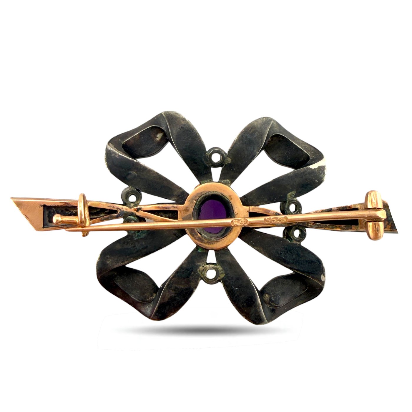 14 kt. Rose gold, K. Fabergé 56  Rose Gold Amethyst and  Diamond Brooch