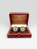 Faberge Imperial Russian Silver 0.44ct Diamond and Ruby Cufflinks