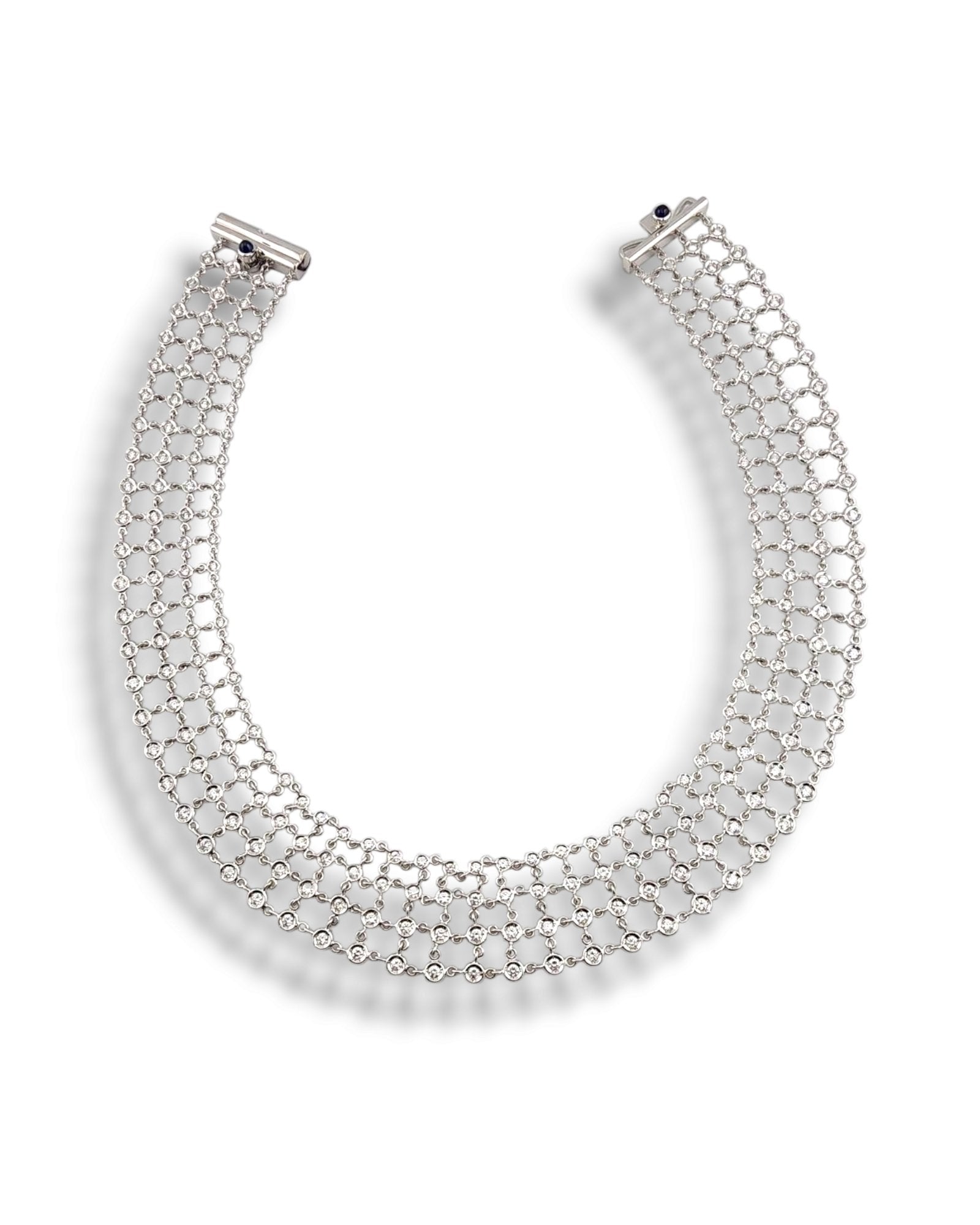 Robert Coin 18K White Gold and 9.0 Diamond Spider Web Design Necklace
