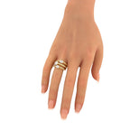 14K Yellow Gold Multi Strand 1ct Diamond Cluster Ring