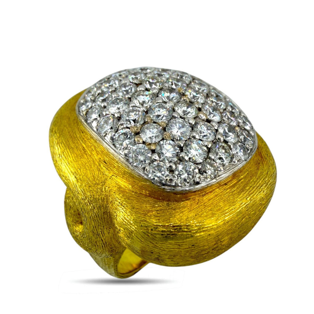 18K Yellow Gold 3.00ct Diamond Square Face Ring