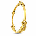14K yellow gold cheetah head link bracelet with diamond accent eyes