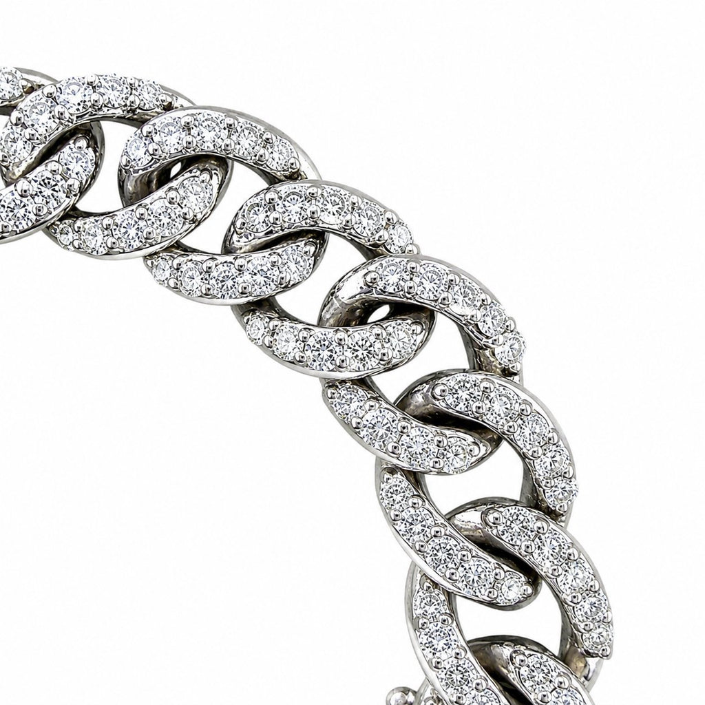 18K white gold diamond interlocking circle link bracelet