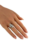 Art Deco Platinum Ring with 1.75ct of Diamonds and Sapphires