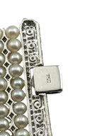 18K White Gold Diamond and Pearl Bracelet