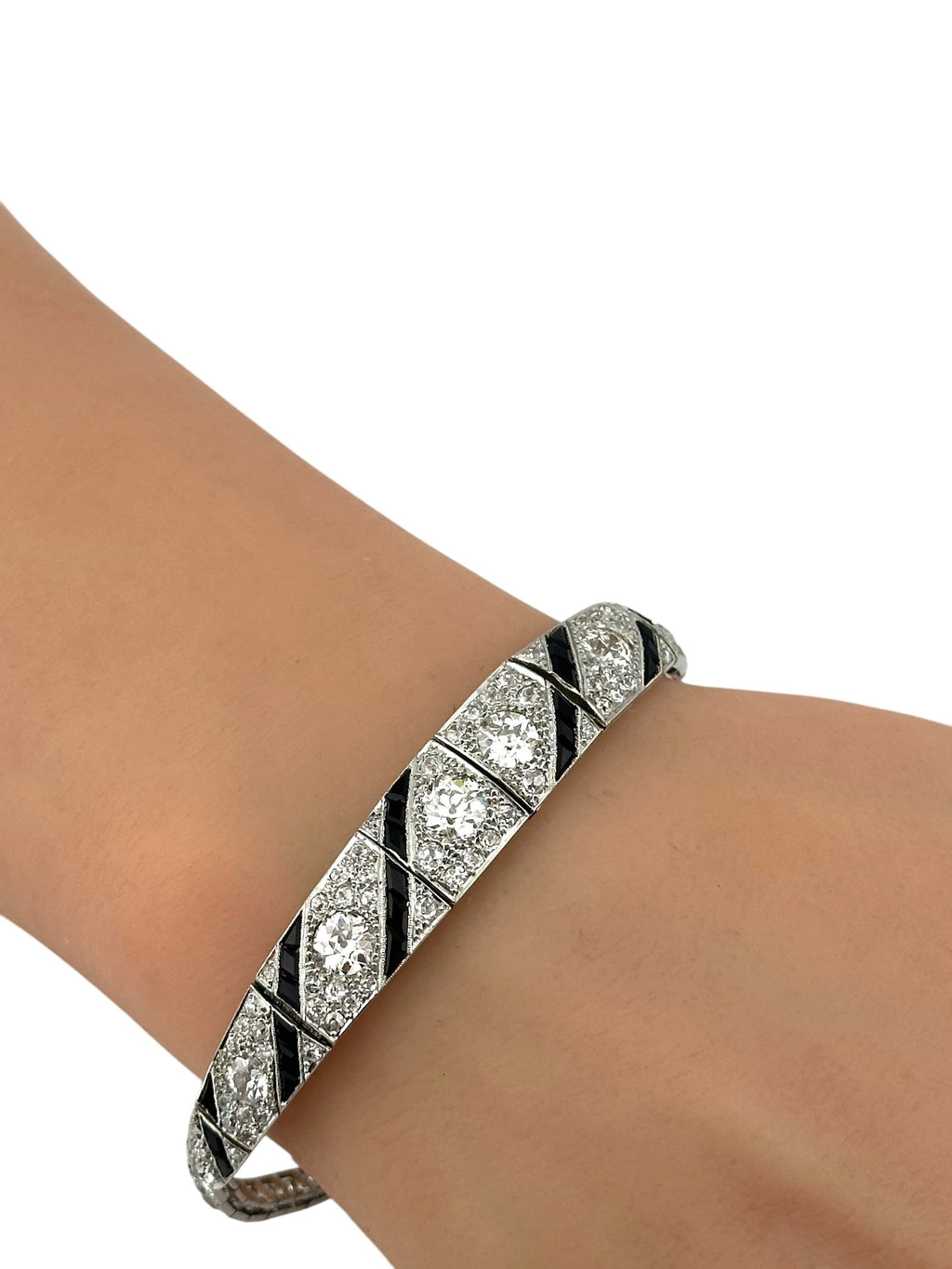 18K White Gold Art Deco 6ct Diamond Bracelet