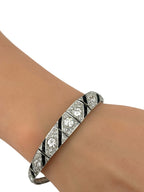 18K White Gold Art Deco 6ct Diamond Bracelet
