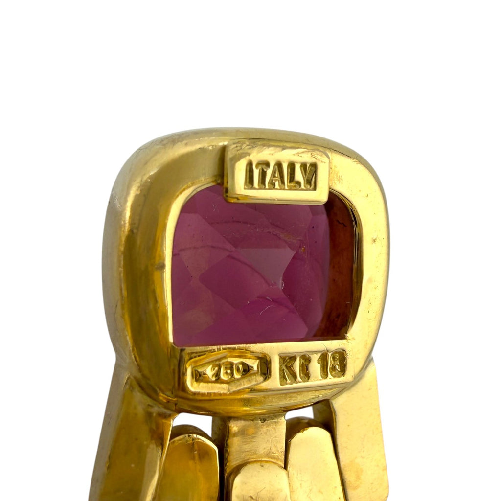 Italian 18K Yellow Gold Citrine Amethyst Pink Tourmaline and Peridot Cascade Clip On Earrings
