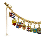 European and American Gold Travel Shield Charm Bracelet