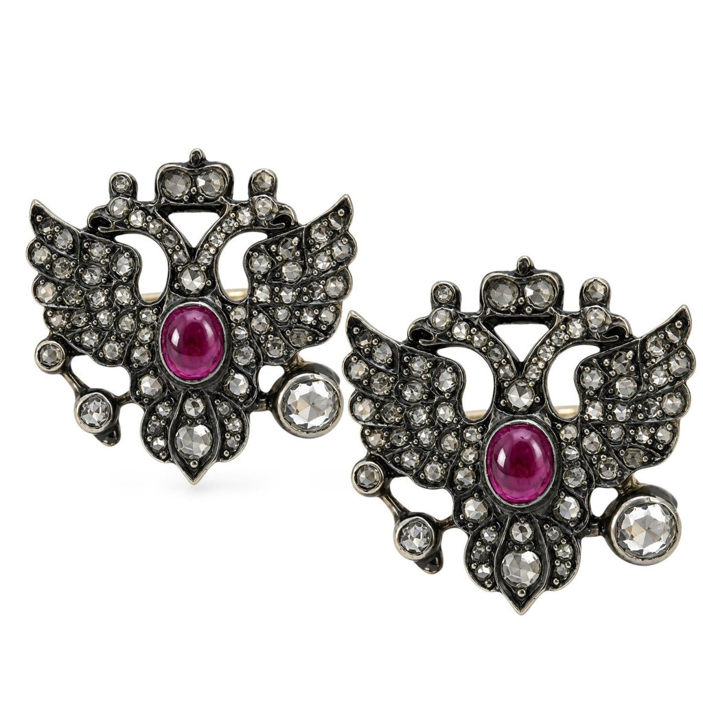 Imperial Russian Jeweled 56K Gold & Diamond Presentation Imperial Cufflinks
