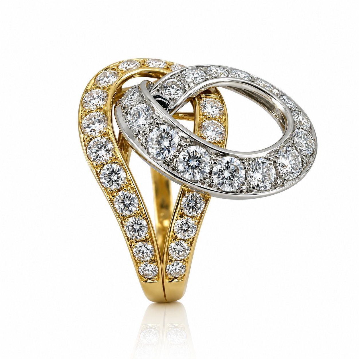 Ring - 18K Yellow gold,  18K Yellow and White Gold and 2.50ct  Diamonds , White gold Diamond (Natural)