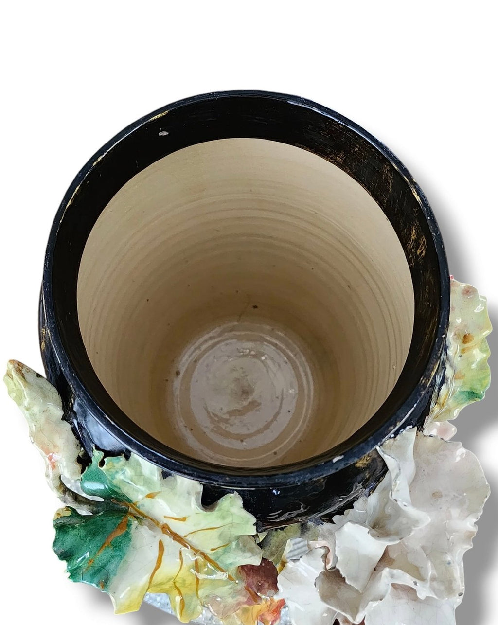 Antique Rare Large French Barbotine Majolica Floral Vase – Circa 1850
