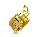 18k yellow gold hoop earrings with interior hallmark and clover diamond accents
