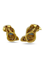 18K Yellow Gold Diamond and Sapphire Earrings
